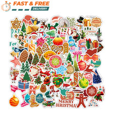 100 Pcs Christmas Theme Stickers Non-Repeating Vinyl Waterproof Holiday Stickers
