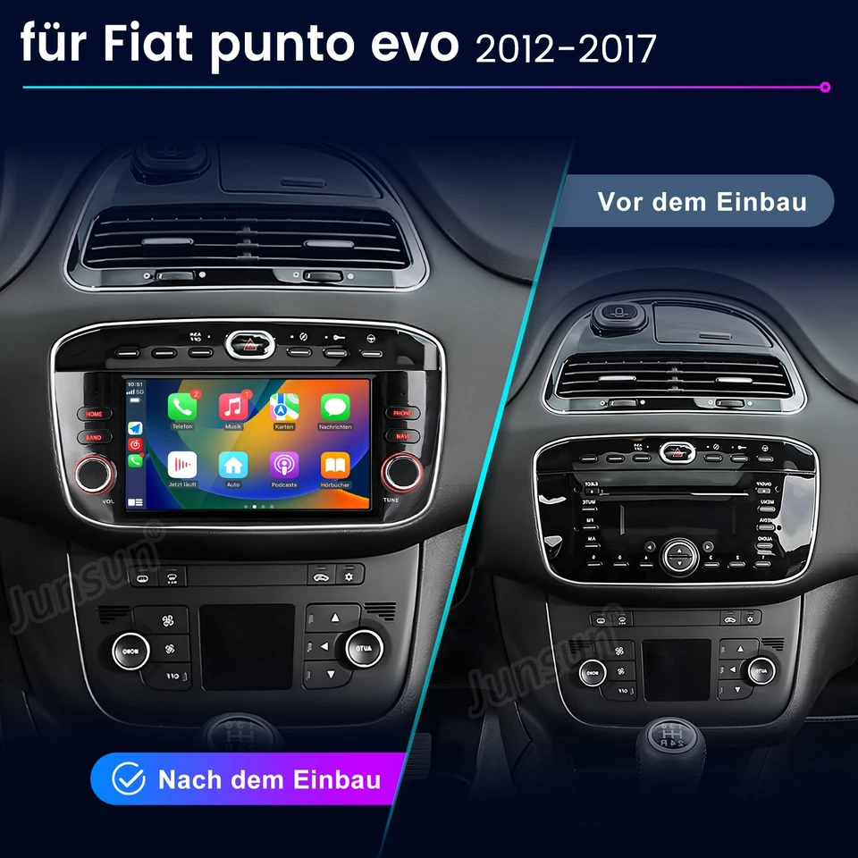 Für Fiat Linea/Grande Punto evo 2012-2015 Carplay Android14 Autoradio GPS 2+64GB - Bild 2 von 4