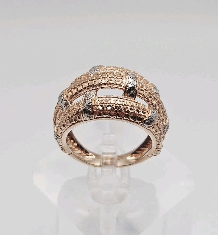 Anillo cúpula tejida con corte de diamante Vermeil de plata esterlina QVC talla 8 Foto 3 de 4