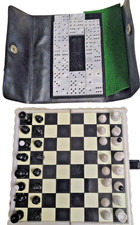 Mini Reise Schachspiel magnetisch &  27 Dominosteine in Tasche