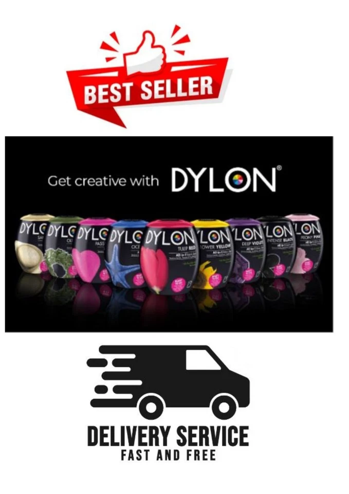 Dylon Clothes & Fabric Dye 350g Pod Powder –Washing Machine/Hand Use – 22 Colour