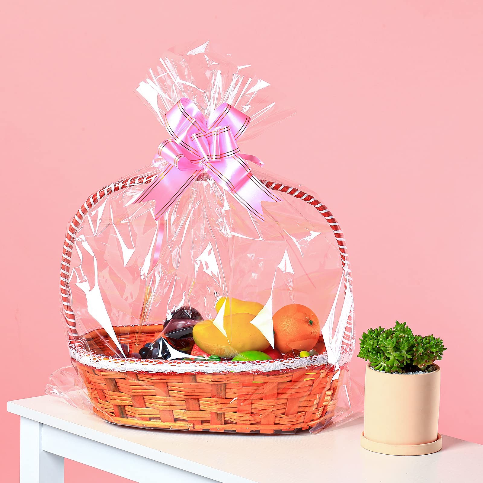 100 Packs Large Cellophane Bags 24" x 30" Clear Cellophane Gift Basket Wraps ...