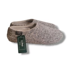 NWT L.L. Bean Sweater Fleece Slippers 6 Winter Cozy Indoor Outdoor Gray Heather