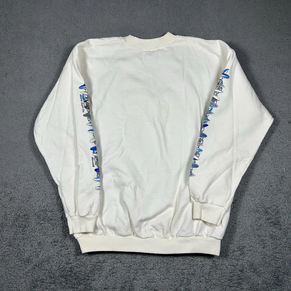 White vintage 90s crewneck sweatshirt Aloha Surf Co. Hawaii Large Mens 0072 - Image 2 of 4