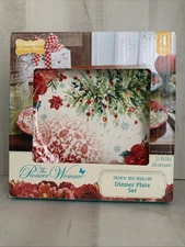 The Pioneer Woman Cheerful Rose Medallion 4pc 11in Christmas Dinner Plate Set