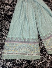 Bohemian Floral Wide-Leg Palazzo Pants Elastic Smocked Waist Womens OS One Size