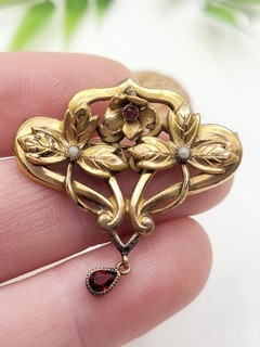 Superbe Broche Pendentif Floral Naturaliste Art Nouveau Napoléon III TBE 3 6g