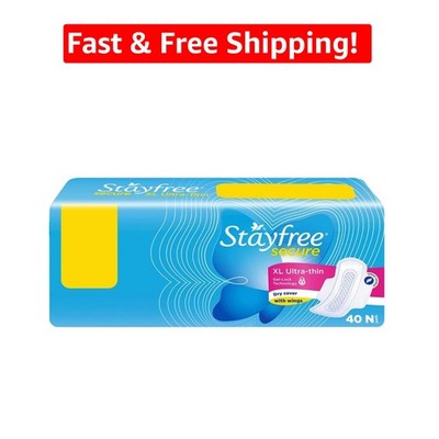 Disposable XL Ultra Thin Sanitary Pads with Wings - Maximum Comfort 40 Count