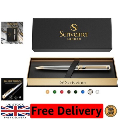 Luxus Silber Chrom Kugelschreiber mit Gold Finish & Schmidt Mine Set