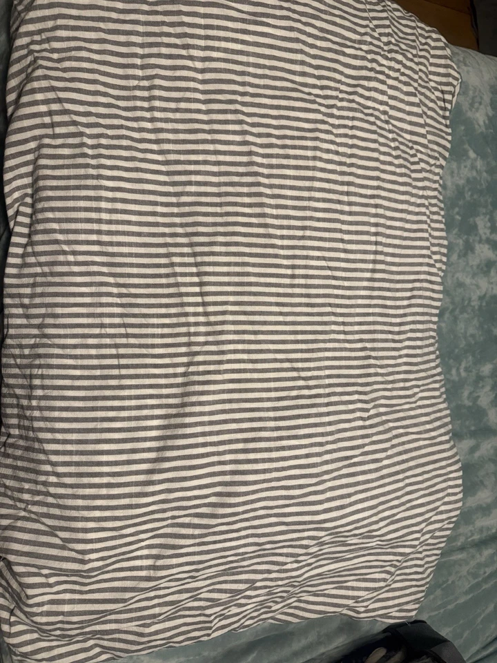 Edredón Pottery Barn Teen Emily & Meritt Volantes Gris Rayas Doble y 1 Falsa Estándar Foto 3 de 4