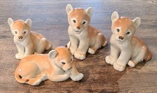 Lomonosov Lions  Made in USSR Vintage Ceramic Animal Figures x 4 -Set Bundle VGC