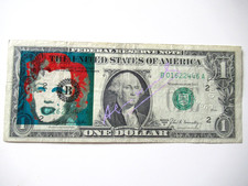 a)ANDY WARHOL: US 1$ BANKNOTE ORIGINAL SIGNIERT, ZERTIFIZIERT, USPS- FEB 10.1987