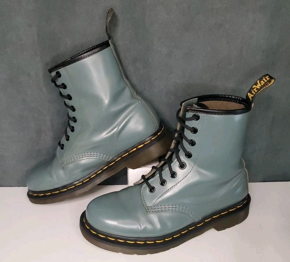 Dr. Martens Docs 1460 ¡RARO! Charol azul-gris EE. UU. para mujer 7 ¡Bien usado! Foto 2 de 4