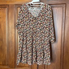 American Eagle Floral V-neck Tiered Long Sleeve Mini Dress Size L