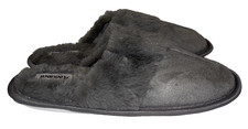 New Women's Gray Cozy Faux Fur Slippers Memory Foam Slip On Size Medium 7-8