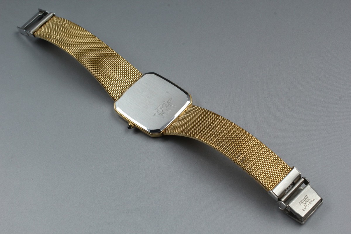 Vintage 1982 Exc+5 Seiko Dolce 6020-5460 Gold Rectangle Quartz