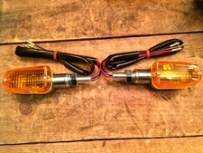 MINI MOTORCYCLE TURN SIGNALS Universal Polished Amber Lens Dual Filament Harley