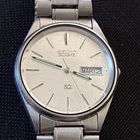 Vintage Seiko SQ Quartz Silver Dial Day Date Men’s Watch Working!! New Battery!