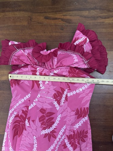 Vintage Island Aloha Wear Pink Mermaid Style Hawaiian Dress Size Large Floral - Picture 10 of 16