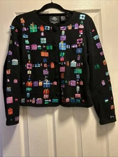 Vintage Michael Simon 2001 Cardigan Sweater Size Small. Metallic Embellishments.