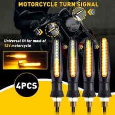 4x Flowing LED Motorcycle Turn Signals Light Blinker Indicator Tail Lights Amber