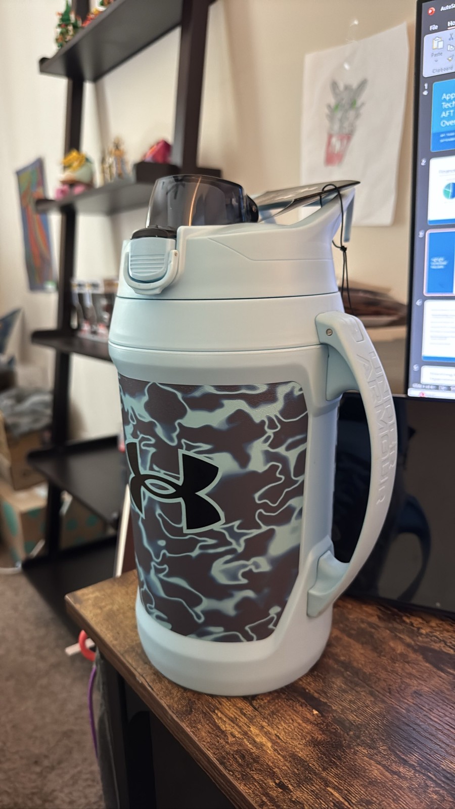 UA Playmaker 64oz Water Jug Blue Camo Fence Hook