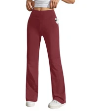 Womens Stretchy Yoga Dress Pants Pockets High Waist Straight Leg Work Trouser...