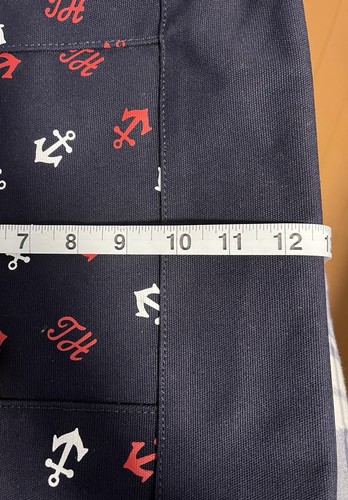 Tommy Hilfiger Large Canvas Beach Tote Bag Travel Logo Monogram Navy Red - Picture 11 of 14