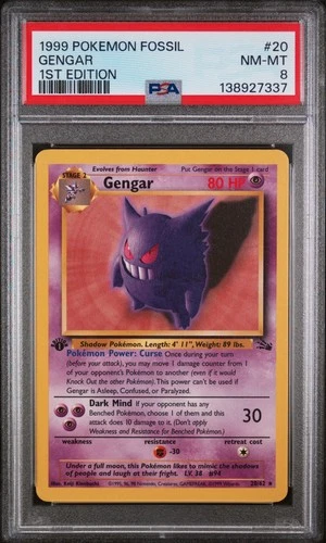 Gengar Pokemon Fossil 20/62 1st Edition PSA 8