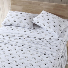 - Full Sheet Set, Warm Breathable Cotton Flannel Bedding with Deep Pockets, Brus