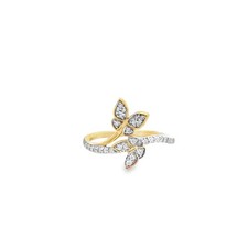 Diamond Double Butterfly Ring 0.28 CTW 10K Yellow Gold Nature-Inspired Design
