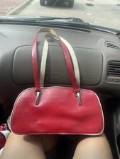 Vintage EGO Red Leather Shoulder Bag Handbag Purse Silver Hardware