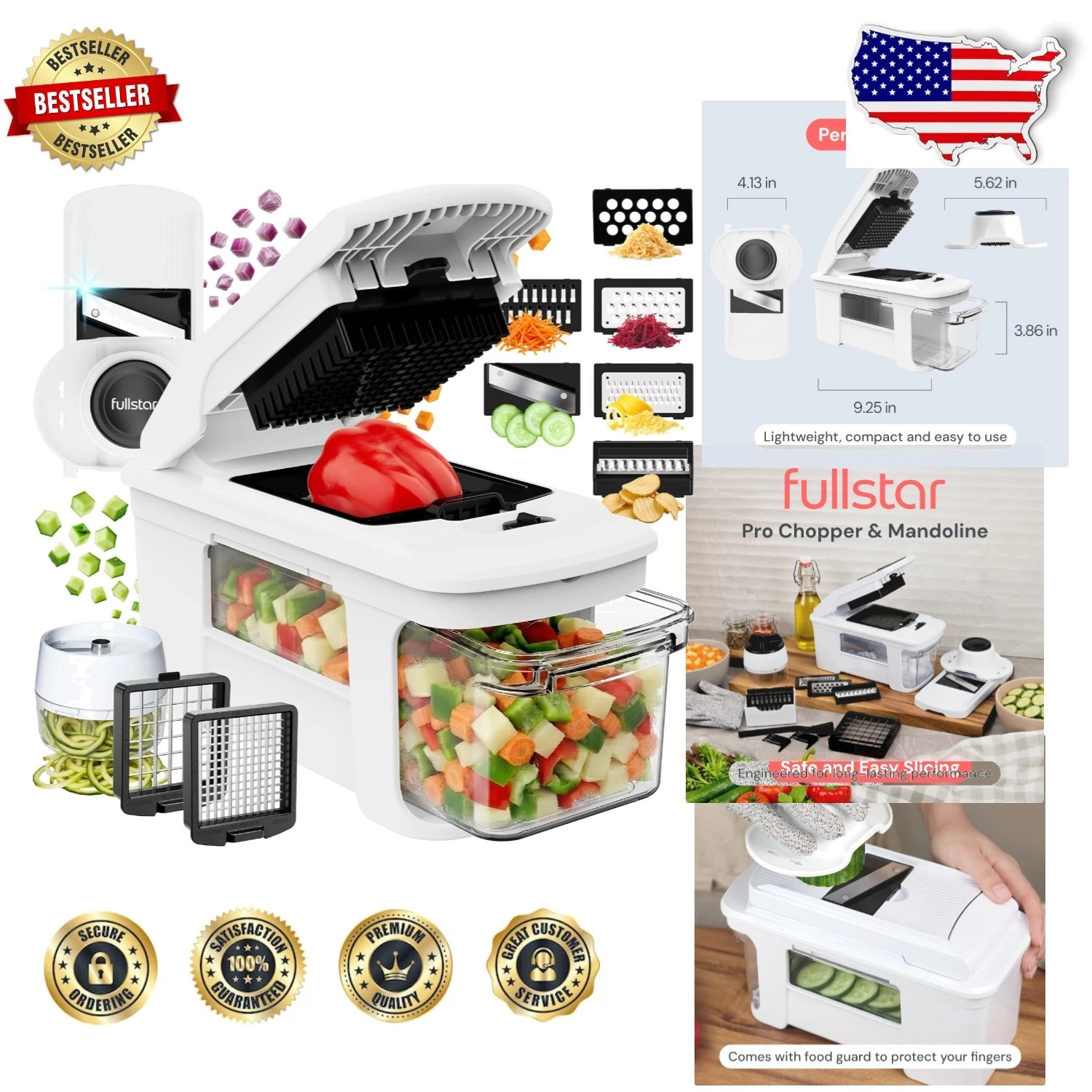 XL Vegetable Chopper Mandoline Slicer 11-in-1 Stainless Steel Blades