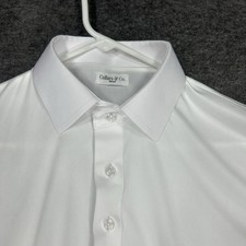 Collars and Co Polo shirt Mens M White Solid Stretch Spread Dress Collar