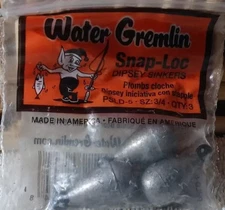 Water Gremlin Snap-Loc Dipsey Sinkers Psld-5 Sz 3/4 1pk Of 3pcs-NEW-SHIPS N 24HR