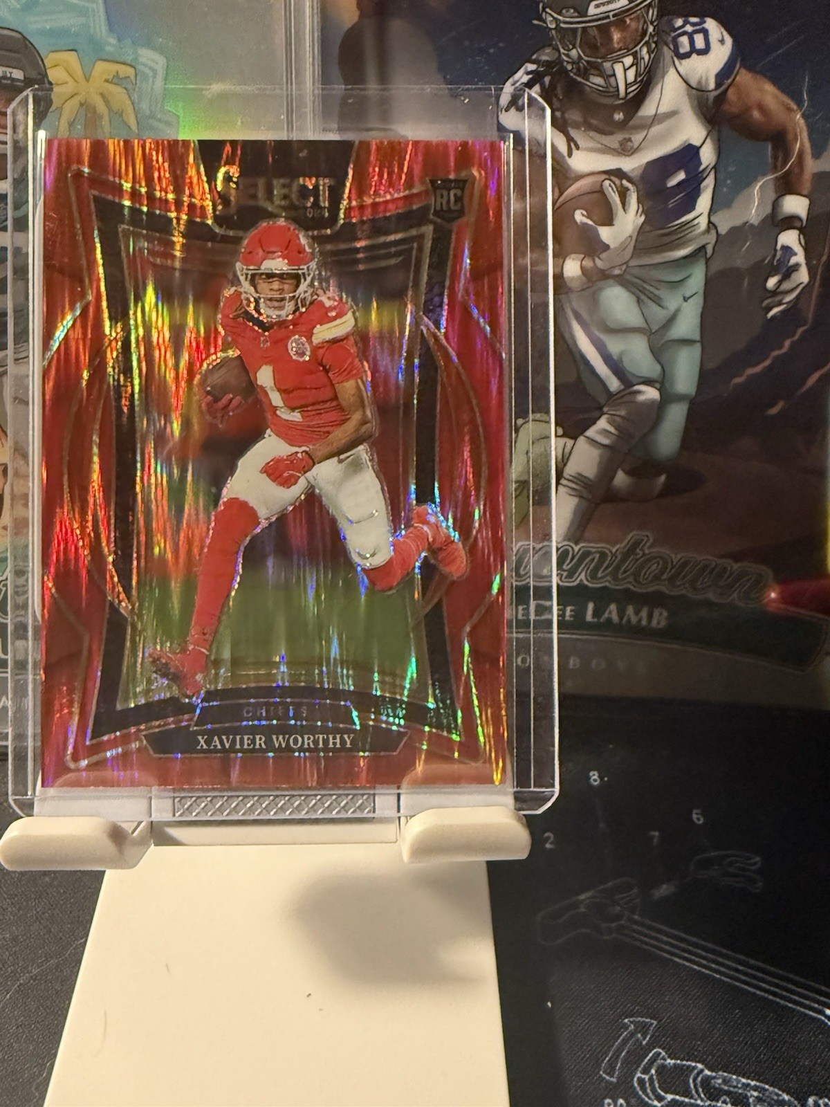 2024 Panini Select Concourse Xavier Worthy #32 Red Shock Prizm 035/249 (RC)