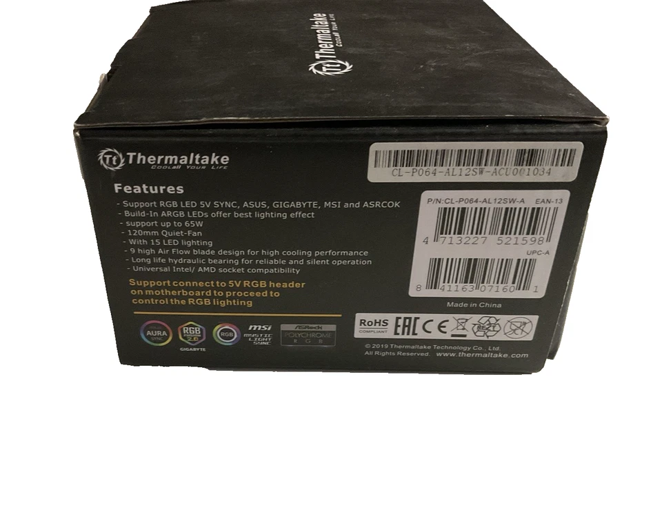 Thermaltake UX100 RGB CPU Cooler Heatsink Fan RGB Intel LGA 1700 1200 1851 AMD - Image 2 of 3