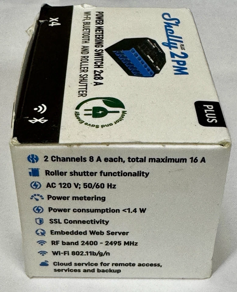 4X Shelly Plus 2PM Power Metering Switch 2x8 A WI-FI, Bluetooth & Roller Shutter - Image 3 of 4
