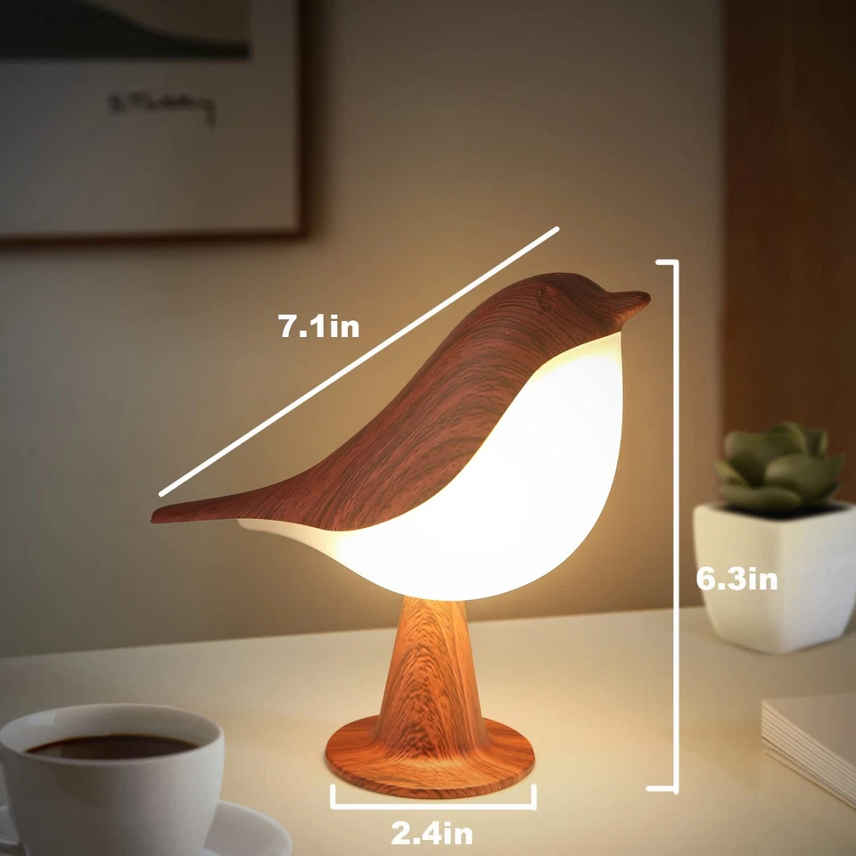 Small Bird Table Lamp, Cordless Bedside Lamps, Battery Operated Lamp with 3 C... - Image 3 of 4