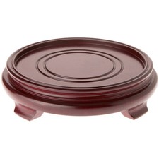 Plymor Red Round Wood Veneer Footed Display Base, 8.375" W x 8.375" D x 1.75" H