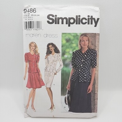 Simplicity 9486 Misses' 2 Piece Dress Jacket Sewing Pattern Size 9486 Uncut