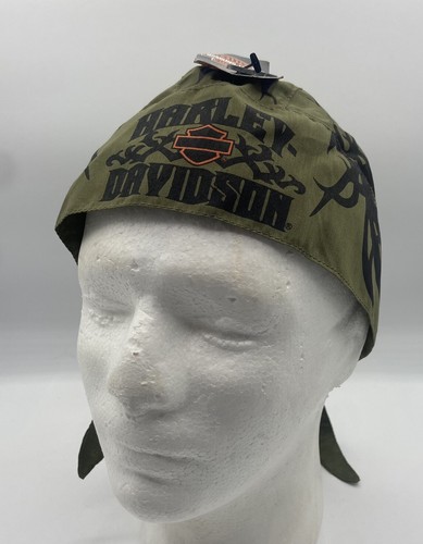 Harley Davidson Green Logo Fire Motorcycle Durag Bandanna New - 第 1/4 張圖片