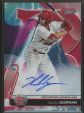 Nolan Gorman 2020 Bowman's Best Prospect Red Refractor 9/10 AUTO CARDINALS