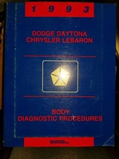 Manuel d'entretien Chrysler Dodge Shop 1993 procédures carrosserie Daytona LeBaron