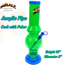INHALE®️ 2x12" MUSHROOM ACRYLIC HOOKAH WATER PIPE CARB & POKER MADE IN THE USA