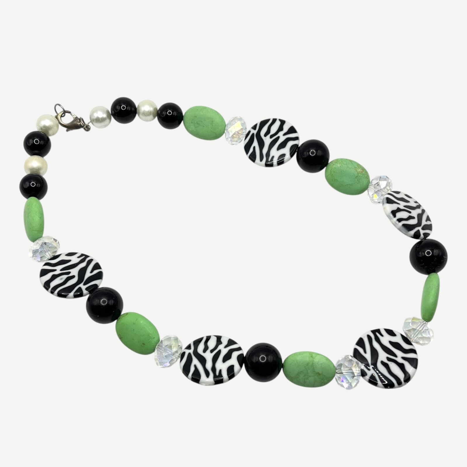 Chunky Beaded Statement Necklace Simulated Pearl … - image 4