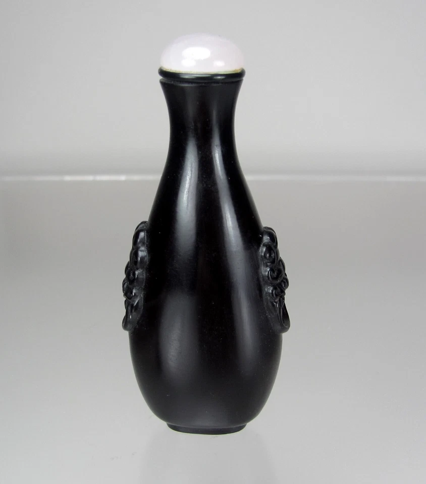 Late 19th C. Carved (Tear Shape) Peking Glass Snuff Bottle - Image 2 of 4