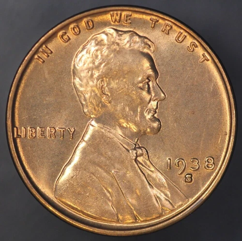 1938 S  LINCOLN CENT BU *SUPERGEM* FRESH FROM AN ORIGINAL ROLL-- LOT AA-8353