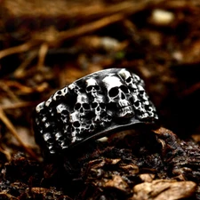 New Gothic Skull Head Ring Stainless Steel Skull Ring Punk Vintage Men's Ring