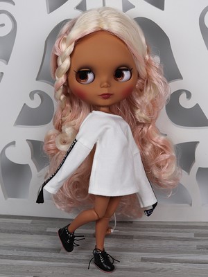 Blythe Nude Doll From Factory Matte Face Jointed Body Black Skin